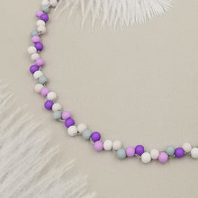 Carica l&#39;immagine nel visualizzatore di Gallery, Collana da donna choker a treccia bianco orchidea viola verde marino  36cm +5cm argento
