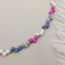 Carica l&#39;immagine nel visualizzatore di Gallery, Collana da donna choker a treccia bianco fucsia grigio blu  35cm +5cm oro
