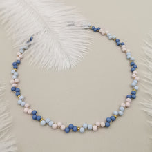 Carica l&#39;immagine nel visualizzatore di Gallery, Collana da donna choker a treccia colore rosa celeste blue jeans 36cm +5cm oro
