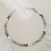 Carica l&#39;immagine nel visualizzatore di Gallery, Collana da donna choker a treccia bianco verde sfumato 36cm +5cm argento
