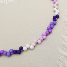 Carica l&#39;immagine nel visualizzatore di Gallery, Collana da donna choker a treccia colore lilla viola sfumato 36cm +5cm argento
